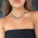 Vintage silver heart chain collar necklace Photo 0