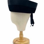 Vintage 1950s Carol Black Velour Breton Hat Wide Satin Band New York Creation Photo 6