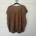 White House | Black Market  Women’s Large Metallic Brown Short Sleeve Photo 3