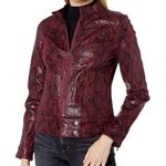 Sanctuary Red Black Kori Coated Snakeskin Pattern Moto Jacket Small NWT Photo 0