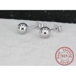 Boutique NEW Rhodium 925 Sterling Silver Ball Stud Earrings Classic Round‎ Sphere, 6mm Photo 3