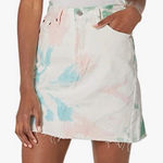 Levi's NWT Levi’s High Rise Deconstructed Skirt Tie Dye Premium Denim Raw Hem Size 27 Photo 0