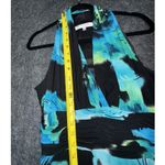 Evan Picone Dress Black W/ Green Floral V Neck Tank Top MIDI Size 8 Photo 4