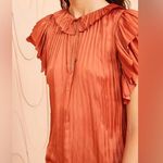 Ulla Johnson Elli Top Satin Blouse Shirt Orange Size 2 As Seen On TV Pleated Tie Photo 5