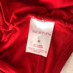 Xhilaration Bikini Top Crop Tie Front Short Sleeve Open Back Red M Photo 2