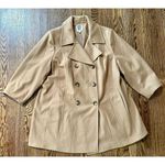 Anne Klein Women’s Double Breast Wool Blend Tan Mid Length Pea coat Size 2X EUC Photo 0