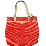 Coach Coral Orange Zebra Print Tote Bag Canvas F23283 Purse Handbag Designer Photo 0