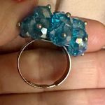 Blue sparkly beaded silver tone adjustable ring Photo 10