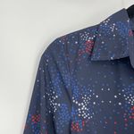 Eshakti  Women's Navy Star Print Belted Button Up Knee Length Shirt Dress‎ Size 4 Photo 5