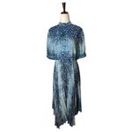 Whistles Dress Women 8 Blue Green Esme Leopard Print Asymmetric Hem Midi Preppy Photo 1