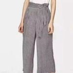 ZARA Trafaluc Navy White Gingham Checkered Wideleg Cropped Pant Size Small Photo 0
