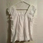 J. McLaughlin  white, sleeveless blouse with eyelet detailing/pop pop sleeves; S Photo 4