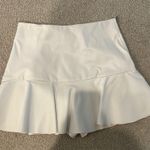 Entro White Leather High Waisted Ruffle Skirt Photo 0
