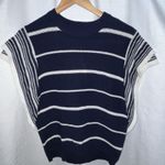 Andree by Unit Andree By‎ Unit Womens Small Flutter Sleeves Knit Shirt Navy Blue Stripe Coastal Photo 0
