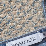 Misslook Floral Painted Light Wash Blue Denim Overalls SIZE S Photo 3