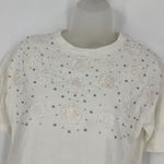 J.Crew  Cropped T-Shirt With Crochet Floral beaded Appliqués NWT Size XS Photo 9