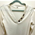 Eye Candy  Cream Ribbed Long Sleeve V-Neck Bodysuit Photo 2