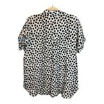 John Mark  Blouse Women's Size Large Floral Short‎ Sleeve Office Black White Photo 1