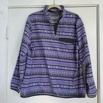 Jachs Cabin purple striped quarter snap fleece pullover white gray women’s XL Photo 0