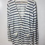 Lucky Brand Sweater Womens Large Blue Striped Button Cardigan Nautical Coastal Photo 0