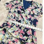 Slate + Willow Mini Dress Women's 8 Blue Silk Mixed Floral Printed Faux Wrap RTR Photo 9