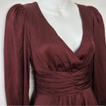 ARITZIA WILFRED Mini Dress Womens Size 0 Drop Waist Satin Fairy Coquette Holiday Brown Photo 2