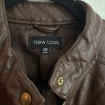 New Look ‎ Quilted Faux Leather Moto Jacket Brown Padded Collar Zip Front Womens Photo 6