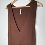 Anthropologie Daily Practice by  Brown Slim V-Neck Ribbed Dress Size Medium Photo 4