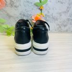 Linea Paolo Platform Wedge Sneaker Shoe with Laces; Black Leather; Size 9.5 Photo 4