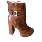 Chase and Chloe Chase &‎ Chloe Chunky Platform Boots Women's 7 Brown Buckle Going Out Photo 4