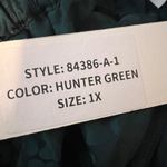 Skies Are Blue  Wide Leg Pant Size 1X Pull‎ On Satin Hunter Green Leopard NWT Photo 6