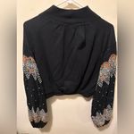 Free People Technicolor dream embroidery metallic waffle dolman crop XS Photo 7