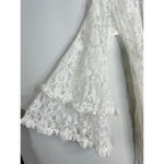 Marrero Collection Lace‎ Sequin Longline Kimono Est. Med. Boho Coastal Cowgirl White Photo 3