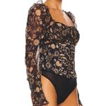 Free People NWT | Brunch Date Bodysuit in Black Combo Photo 2