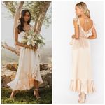 Show Me Your Mumu  Samantha Ruffle Wrap Satin‎ Midi Dress Champagne Small Photo 2