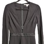 Diane Von Furstenberg DVF Black Long Sleeve Satin Waist Elegant Kyara Romper Playsuit Size 2 Photo 2