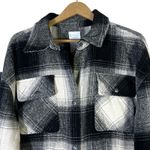 Fornia Plaid Flannel Oversized Shacket Womens L Black White Grunge Cabincore Size L Photo 2