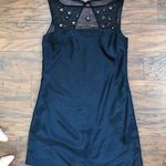 Pearl • black beaded mini dress sheer illusion Marchesa silk cocktail shift Size 2 Photo 0