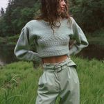 For Love & Lemons ππ Dominique Shoulder Pad Sweater ~ Green Small S NWT Photo 1