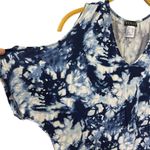 Venus  Blue Tie Dye Rayon Blend V Neck Cold Shoulder Short Sleeve Top Womens M Photo 10