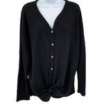 Nordstrom MIHOLL Waffle Knit Knot Tie Button Down Long Sleeve Top Photo 0