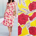 & Other Stories & Other Stories Floral Printed Wrap Midi Dress: Rose Print Mustard Yellow Red Photo 1