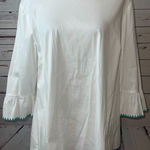 Talbots  Blouse Womens size XL Extra Large Shirt White Rainbow Poplin Flare Cuff Photo 0