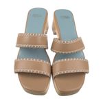 FRANCES VALENTINE Leather Sandals Clogs Wooden Soles Platform Slides Italy 9 EUC Blue Photo 3