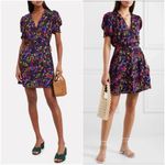 Saloni Womens Lea‎ Floral Wrap Mini Dress Multicolor Sz 2 | Feminine Colorful Black Photo 10