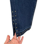 Driftwood Amelia Dark Blue Jeans Cropped Straight Studded Raw Hem Jeans Size 27 Photo 6