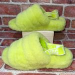UGG Pre-Owned  Fluff Yeah Slingback Slide Sandal Neon Green Size 8 1095119 Photo 4