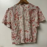 ASTR Women White Floral Print Flutter Sleeve Surplice Wrap Short Blouse Top M Photo 4