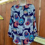 Fun2Fun Beautiful Blue Floral Blouse Size Medium Photo 2