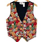Vintage Nutcracker Dog Print Christmas Vest Size Medium Red Photo 0
